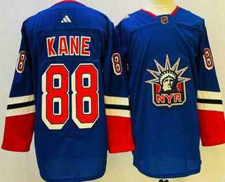 Men%27s New York Rangers #88 Patrick Kane Blue 2022 Reverse Retro Authentic Jersey Dzhi